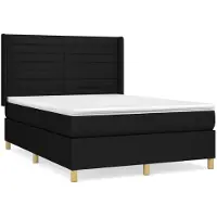 vidaXL Boxspring met matras stof zwart 140x190 cm