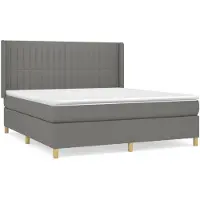 vidaXL Boxspring met matras stof donkergrijs 180x200 cm