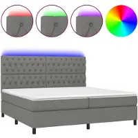 vidaXL Boxspring met matras en LED stof donkergrijs 200x200 cm