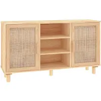 vidaXL Dressoir 105x30x60 cm massief grenenhout en rattan bruin