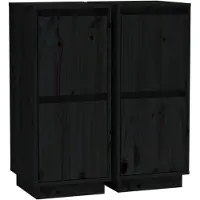 vidaXL Dressoirs 2 st 31,5x34x75 cm massief grenenhout zwart
