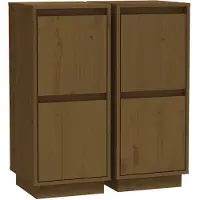 vidaXL Dressoirs 2 st 31,5x34x75 cm massief grenenhout honingbruin