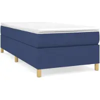 vidaXL Boxspring met matras stof blauw 80x200 cm