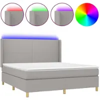 vidaXL Boxspring met matras en LED stof lichtgrijs 160x200 cm