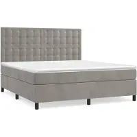 vidaXL Boxspring met matras fluweel lichtgrijs 180x200 cm