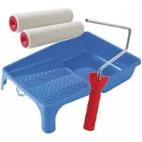 Merkloos Verfroller anti spat lakroller schilderset met beugel en verfbak 18 cm - Verfrollers