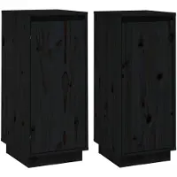 vidaXL Dressoirs 2 st 31,5x34x75 cm massief grenenhout zwart