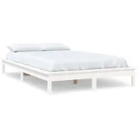 vidaXL Massief houten bed zonder matras, wit, 140x190 cm, van grenenhout