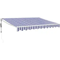 vidaXL Luifel elektrisch uitschuifbaar 3,5x2,5 m blauw en wit
