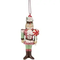 Clayre & Eef Kersthanger Notenkraker 12 cm Rood Polyresin Kerstboomversiering Rood Kerstboomversiering