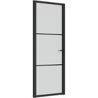 vidaXL Binnendeur 76x201,5 cm matglas en aluminium zwart