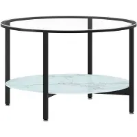 vidaXL Salontafel 70 cm gehard glas zwart en witmarmer