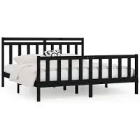 vidaXL Massief houten bed, zwart, grenen, 200x200 cm
