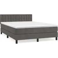 vidaXL Boxspring met matras fluweel donkergrijs 140x190 cm
