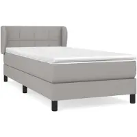 vidaXL Boxspring met matras stof lichtgrijs 90x200 cm