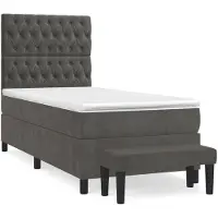 vidaXL Boxspring met matras fluweel donkergrijs 80x200 cm