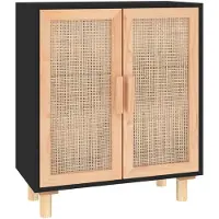 vidaXL Dressoir 60x30x70 cm massief grenen hout en rattan zwart