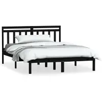 vidaXL Bedframe massief grenenhout zwart 140x190 cm