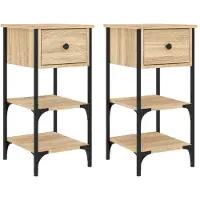 vidaXL Nachtkastjes 2 st 34x36x70 cm bewerkt hout sonoma eikenkleurig