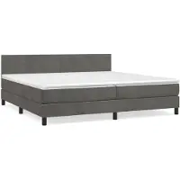 vidaXL Boxspring met matras fluweel donkergrijs 200x200 cm