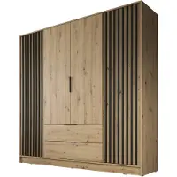 Meubella Kledingkast Eiken Zwart 206x51x200 Garderobekast
