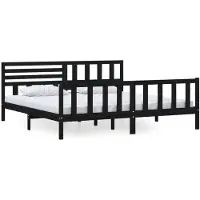 vidaXL Massief houten bed, zwart, 200x200 cm