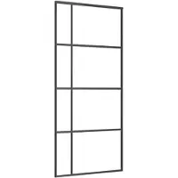 vidaXL Schuifdeur 90x205 cm ESG-glas en aluminium zwart