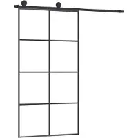 vidaXL Schuifdeur met beslag 102,5x205 cm ESG-glas en aluminium