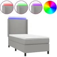 vidaXL Boxspring met matras en LED stof lichtgrijs 100x200 cm