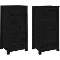 vidaXL Dressoirs 2 st 40x35x80 cm massief grenenhout zwart