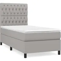 vidaXL Boxspring met matras stof lichtgrijs 100x200 cm