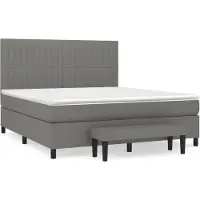 vidaXL Boxspring met matras stof donkergrijs 180x200 cm