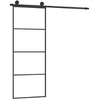 vidaXL Schuifdeur met beslag 76x205 cm ESG-glas en aluminium