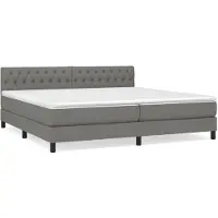 vidaXL Boxspring met matras stof donkergrijs 200x200 cm