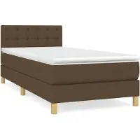 vidaXL Boxspring met matras stof donkerbruin 100x200 cm