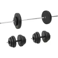 vidaXL Lange en korte halter met gewichten, totaal 60 kg