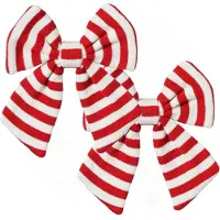 House of Seasons kerstdecoratie strikken- 2x -rood/wit -20x17 cm - Kersthangers
