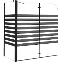 vidaXL Badwand gestreept 120x68x130 cm gehard glas