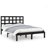 vidaXL Bedframe massief hout zwart 140x190 cm