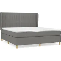 vidaXL Boxspring met matras stof donkergrijs 180x200 cm