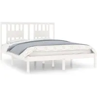 vidaXL Bedframe massief grenenhout wit 140x200 cm