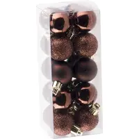 Cosy & Trendy Cosy at Home kleine kerstballen - 40x - 3 cm -kunststof -donkerbruin - Kerstbal