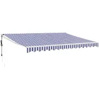 vidaXL Luifel automatisch uitschuifbaar 4,5x3 m blauw en wit