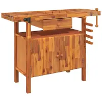 vidaXL Werkbank met lade en bankschroeven 124x52x83 cm massief acaciahout