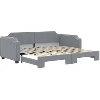vidaXL Dagbed uitschuifbaar, lichtgrijs, 90x200 cm, stof