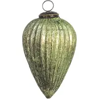 Clayre & Eef Kerstbal XL Ø 9 cm Groen Glas Kerstdecoratie Groen Kerstdecoratie