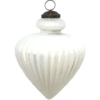 Clayre & Eef Kerstbal Ø 10 cm Wit Glas Kerstdecoratie Wit Kerstdecoratie