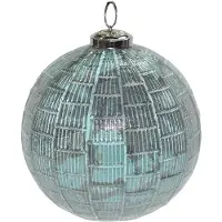 Clayre & Eef Kerstbal Ø 12 cm Turquoise Glas Metaal Kerstdecoratie Turquoise Kerstdecoratie