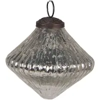 Clayre & Eef Kerstbal Ø 9 cm Zilverkleurig Glas Kerstdecoratie Zilverkleurig Kerstdecoratie
