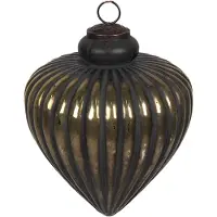 Clayre & Eef Kerstbal Ø 20x20 cm Zwart Glas Kerstboomversiering Zwart Kerstboomversiering
